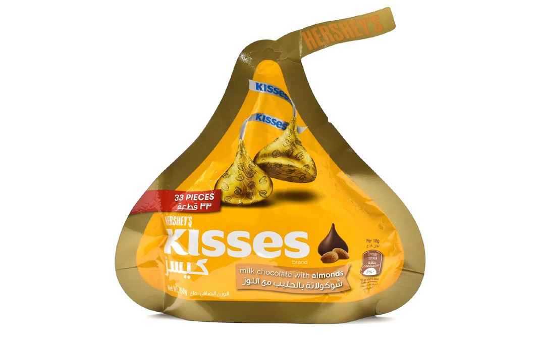 Hershey's Kisses Milk Chocolate With Almonds Pouch 150 grams